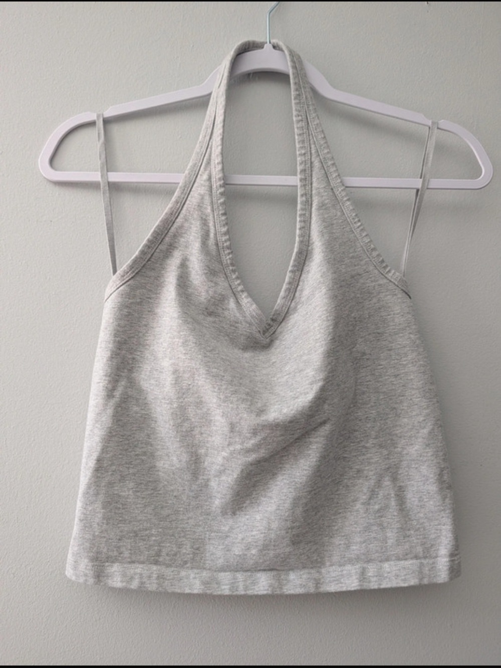 Aerie OG Cotton Gray V-Neck Halter Tank Top - Women